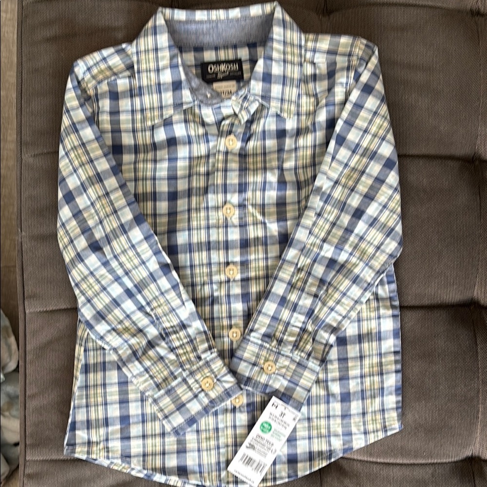 BNWT OshKosh B'gosh Checkered Boys Shirt Size 3T